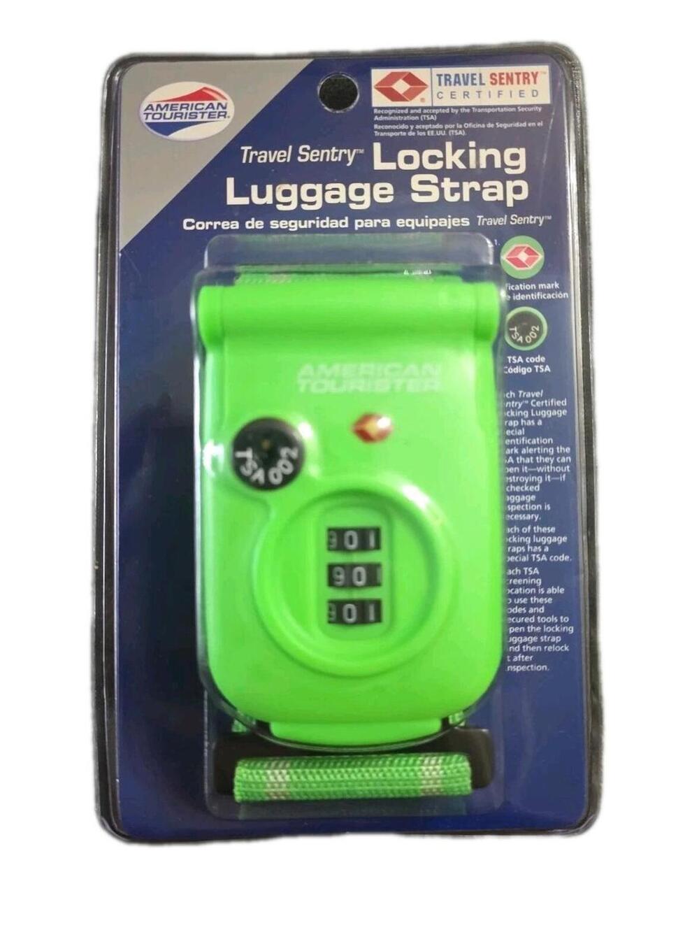 Locking Luggage Strap American Tourister Travel Sentry TSA CODE Safe Lock Green